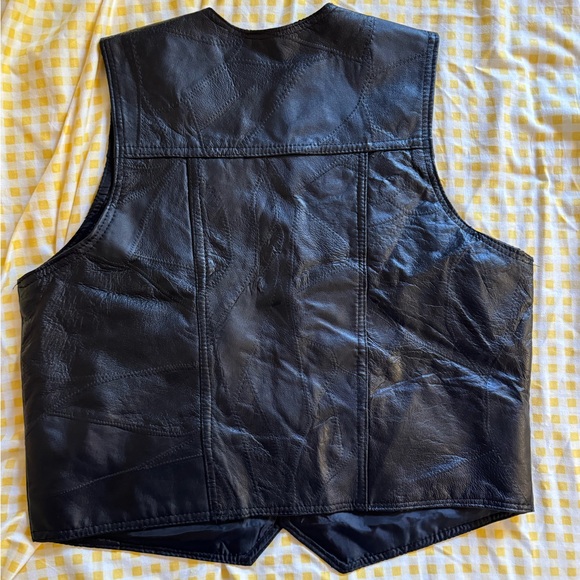 Patchwork Style Leather Black Vest - Picture 2 of 3